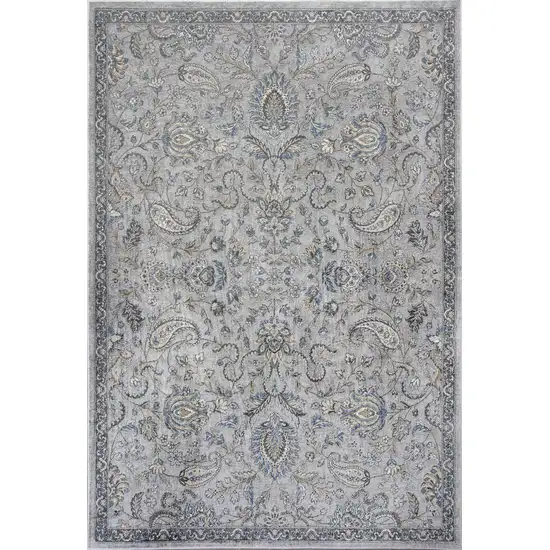 Silver Blue Machine Woven Traditional Floral Indoor Area Rug Photo 1