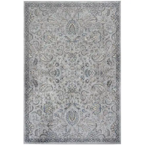 Silver Blue Machine Woven Traditional Floral Indoor Area Rug Photo 1