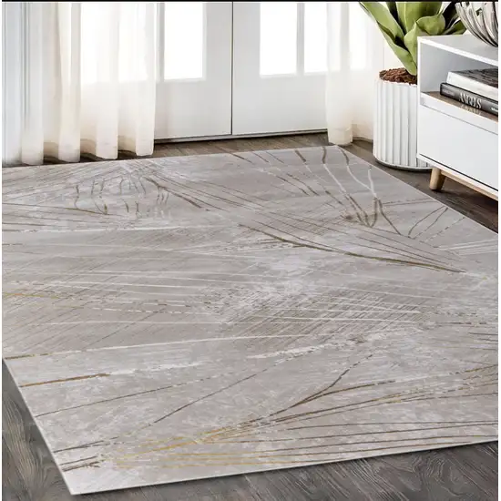 Silver Brown and Taupe Abstract Power Loom Area Rug Photo 1