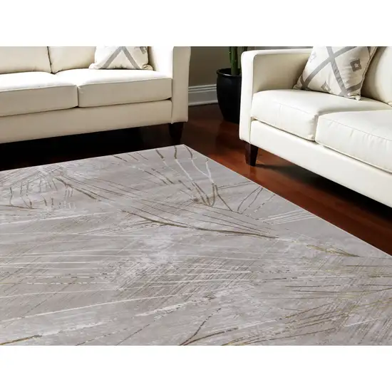 Silver Brown and Taupe Abstract Power Loom Area Rug Photo 1