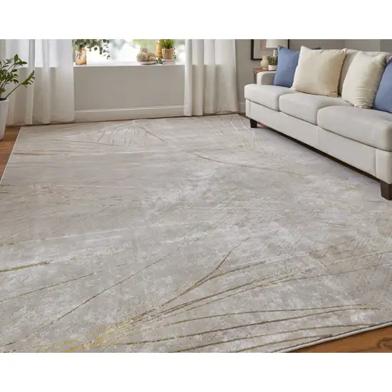 Silver Brown and Taupe Abstract Power Loom Area Rug Photo 9