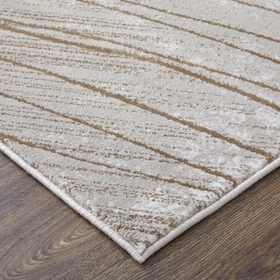 Silver Brown and Taupe Abstract Power Loom Area Rug Photo 6