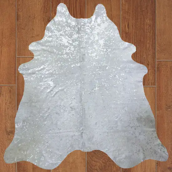 Silver Devore Brindled Cowhide Rug Photo 4