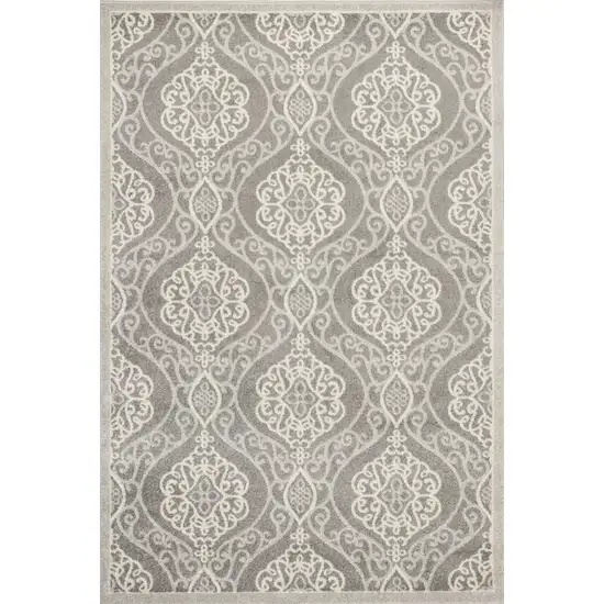 Silver Geometric Mosaic UV Treated Indoor Area Rug Photo 1