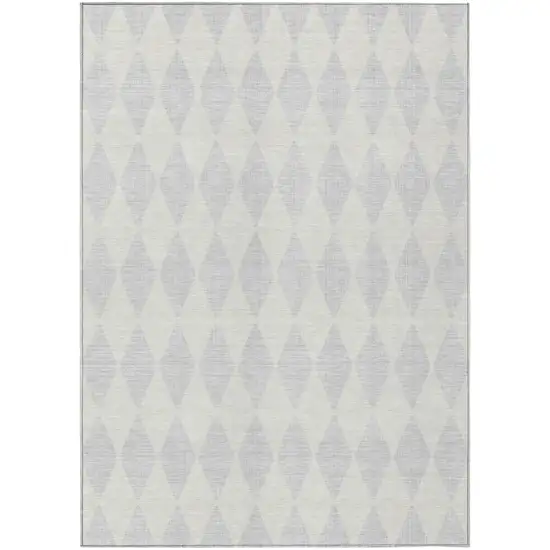 Silver Geometric Washable Indoor Outdoor Area Rug Photo 2