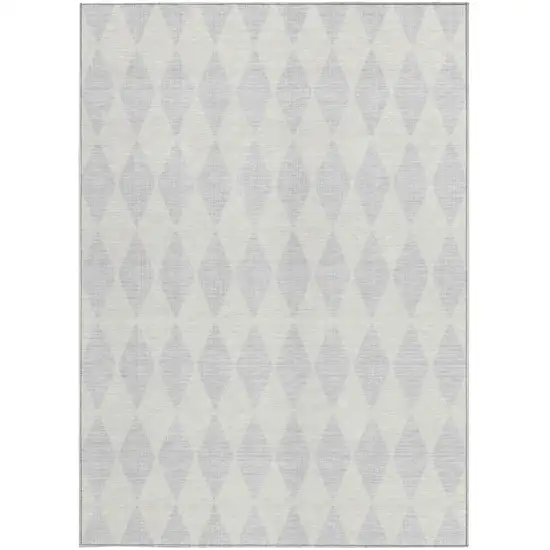 Silver Geometric Washable Indoor Outdoor Area Rug Photo 3