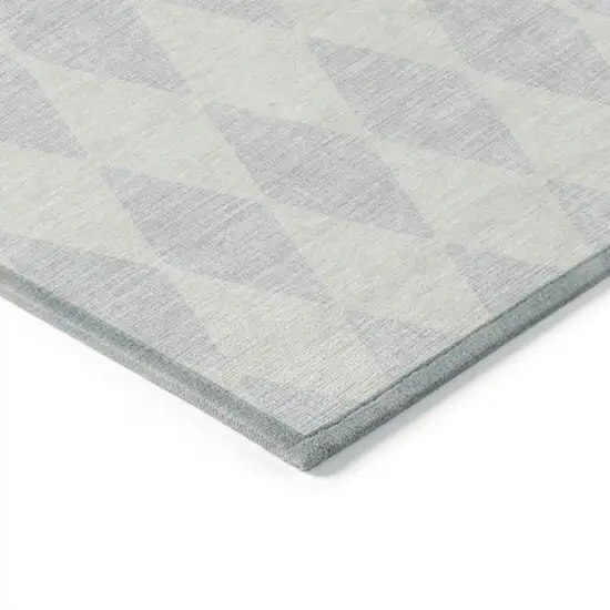 Silver Geometric Washable Indoor Outdoor Area Rug Photo 3