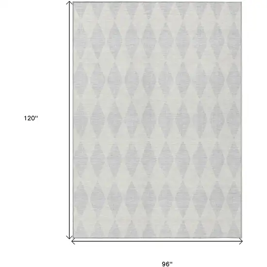 Silver And Ivory Geometric Washable Indoor Outdoor Area Rug Photo 9