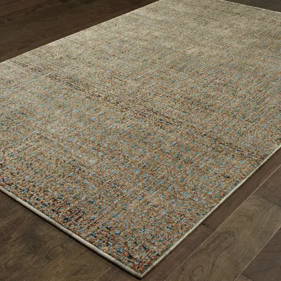 Silver Gold Rust And Blue Green Geometric Power Loom Stain Resistant Area Rug Photo 4