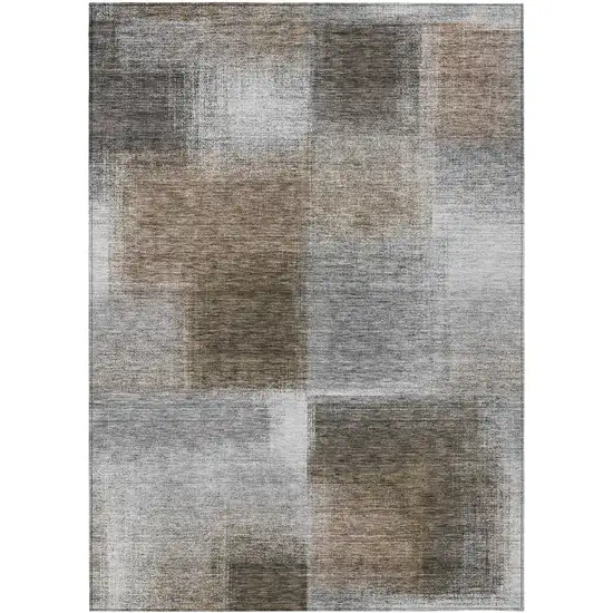 Silver Gray And Beige Abstract Washable Indoor Outdoor Area Rug Photo 1