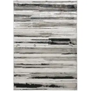 Photo of Silver Gray And Black Abstract Area Rug