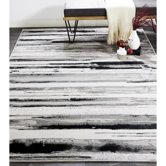 Silver Gray And Black Abstract Area Rug Photo 5