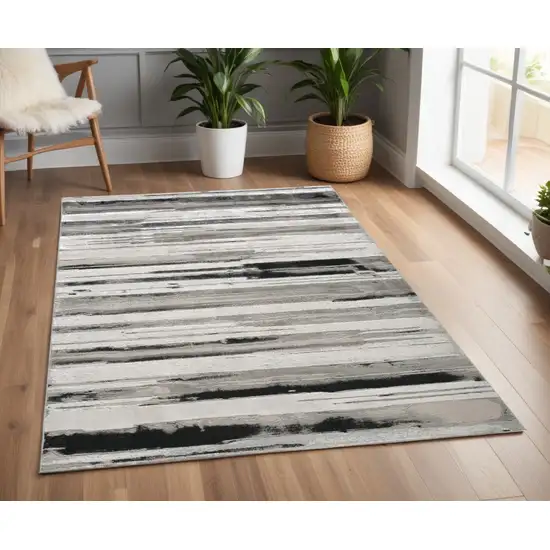 Black and Silver Abstract Non Skid Area Rug Photo 1