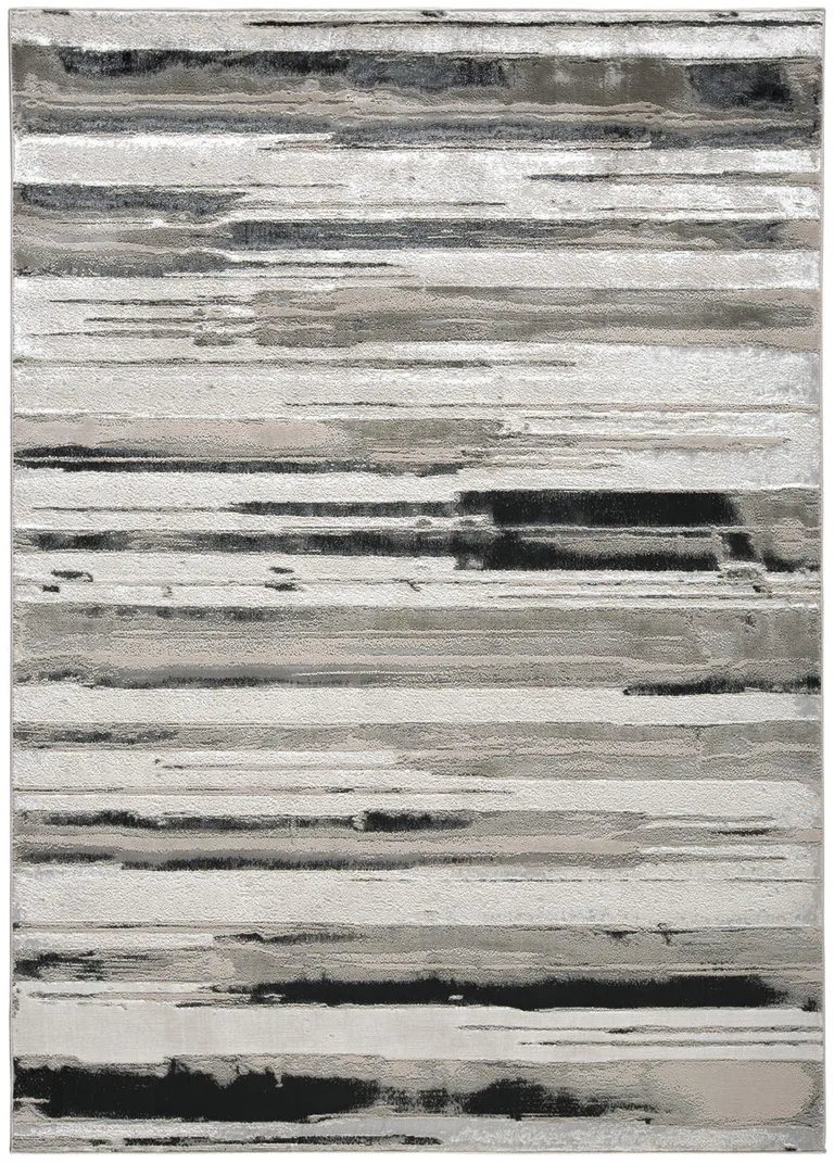 Silver Gray And Black Abstract Area Rug Photo 1