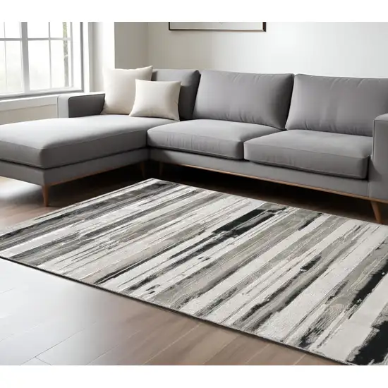 Black and Silver Abstract Non Skid Area Rug Photo 1