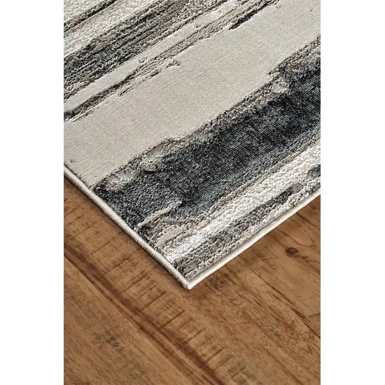 Silver Gray And Black Abstract Area Rug Photo 3