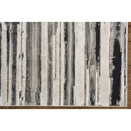 Silver Gray And Black Abstract Stain Resistant Area Rug Photo 3