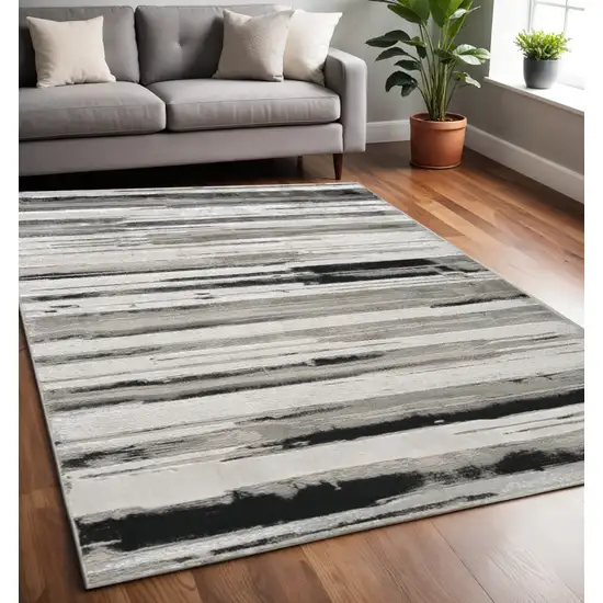 Black and Silver Abstract Non Skid Area Rug Photo 2