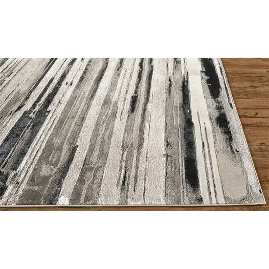 Silver Gray And Black Abstract Stain Resistant Area Rug Photo 4