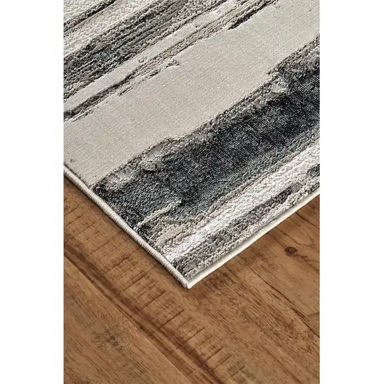 Silver Gray And Black Abstract Stain Resistant Area Rug Photo 3
