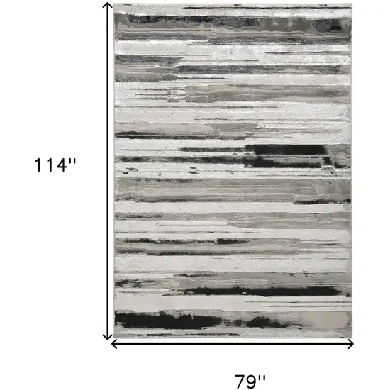 Silver Gray And Black Abstract Stain Resistant Area Rug Photo 10