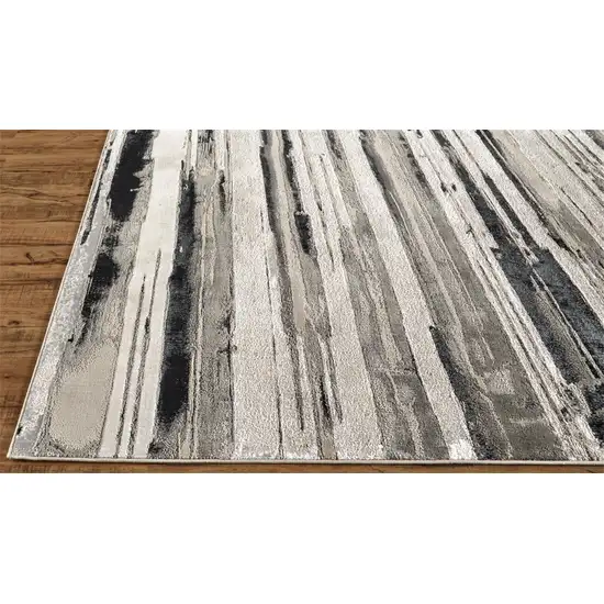Silver Gray And Black Abstract Stain Resistant Area Rug Photo 4