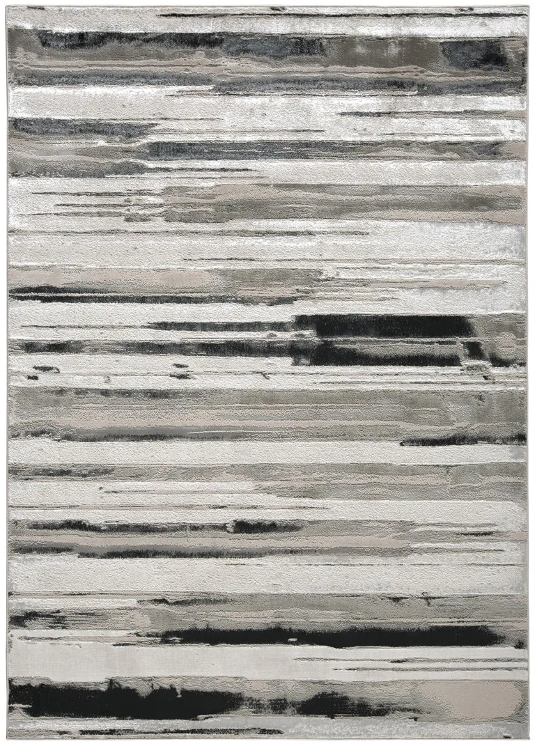 Silver Gray And Black Abstract Stain Resistant Area Rug Photo 1