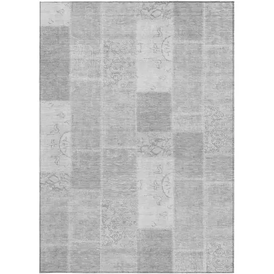 Silver Gray And Graphite Patchwork Washable Indoor Outdoor Area Rug Photo 5