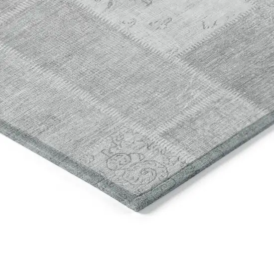 Silver Gray And Graphite Patchwork Washable Indoor Outdoor Area Rug Photo 3