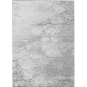 Photo of Silver Gray And Ivory Abstract Washable Indoor Outdoor Area Rug