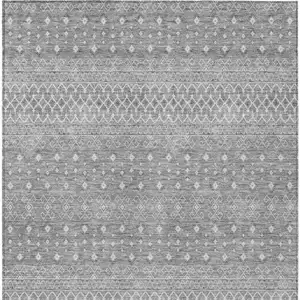 Photo of Silver Gray And Ivory Tribal Washable Indoor Outdoor Area Rug