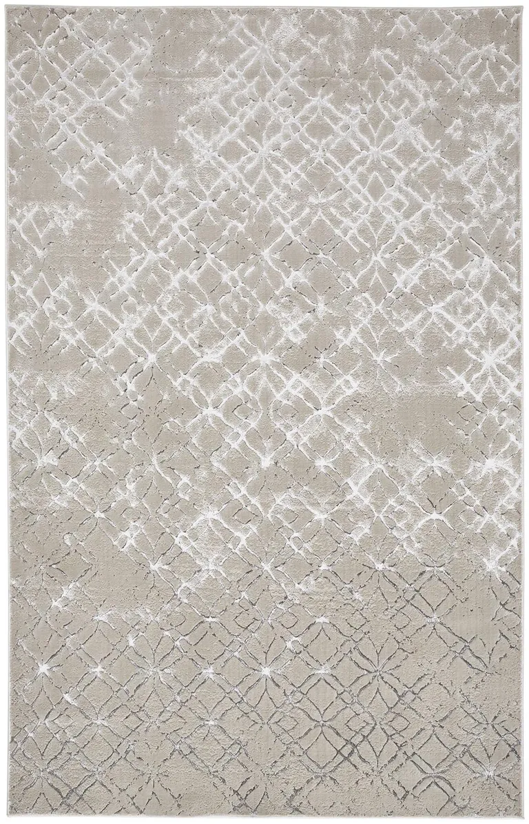 Silver Gray And White Abstract Area Rug Photo 1