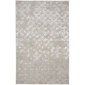 Photo of Silver Gray And White Abstract Area Rug