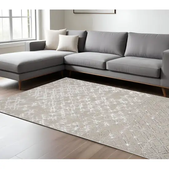 Silver and Gray Abstract Non Skid Area Rug Photo 1