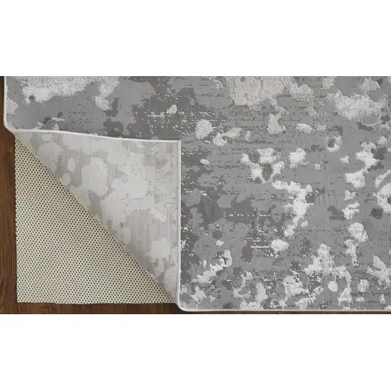 Silver Gray And White Abstract Area Rug Photo 4