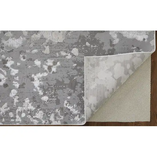 Silver Gray And White Abstract Area Rug Photo 3