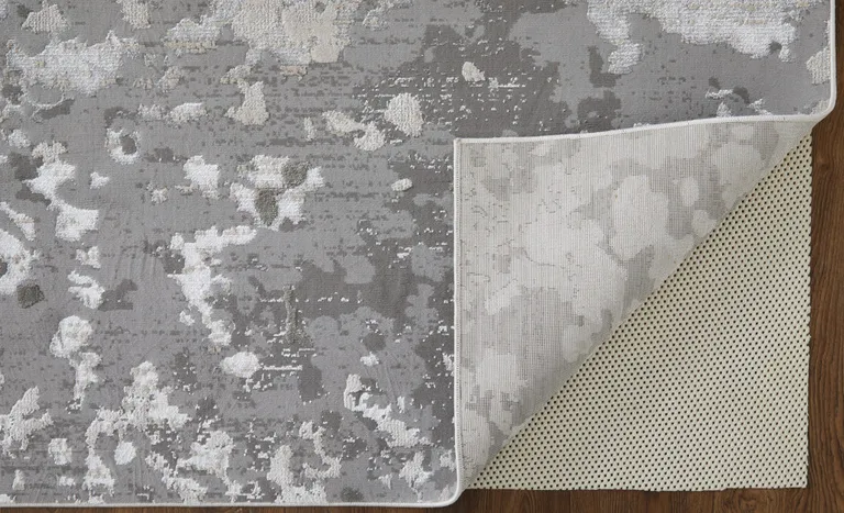 Silver Gray And White Abstract Area Rug Photo 3