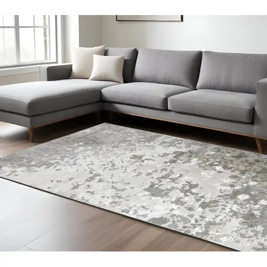 Silver and Gray Abstract Non Skid Area Rug Photo 1