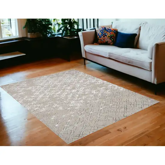 Silver Gray And White Abstract Stain Resistant Area Rug Photo 1