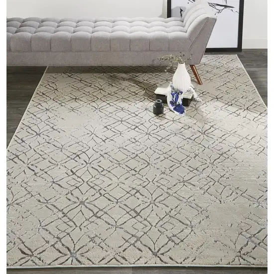 Silver Gray And White Abstract Stain Resistant Area Rug Photo 6