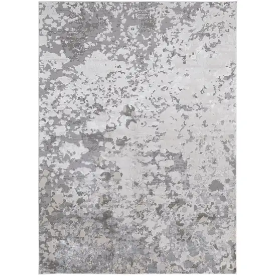 Silver Gray And White Abstract Stain Resistant Area Rug Photo 2