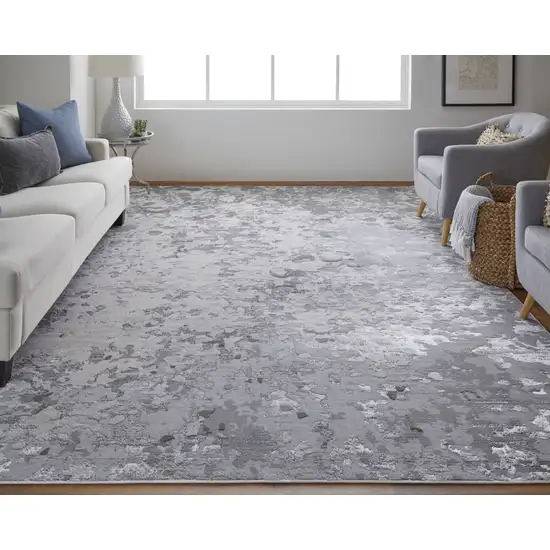 Silver Gray And White Abstract Stain Resistant Area Rug Photo 1