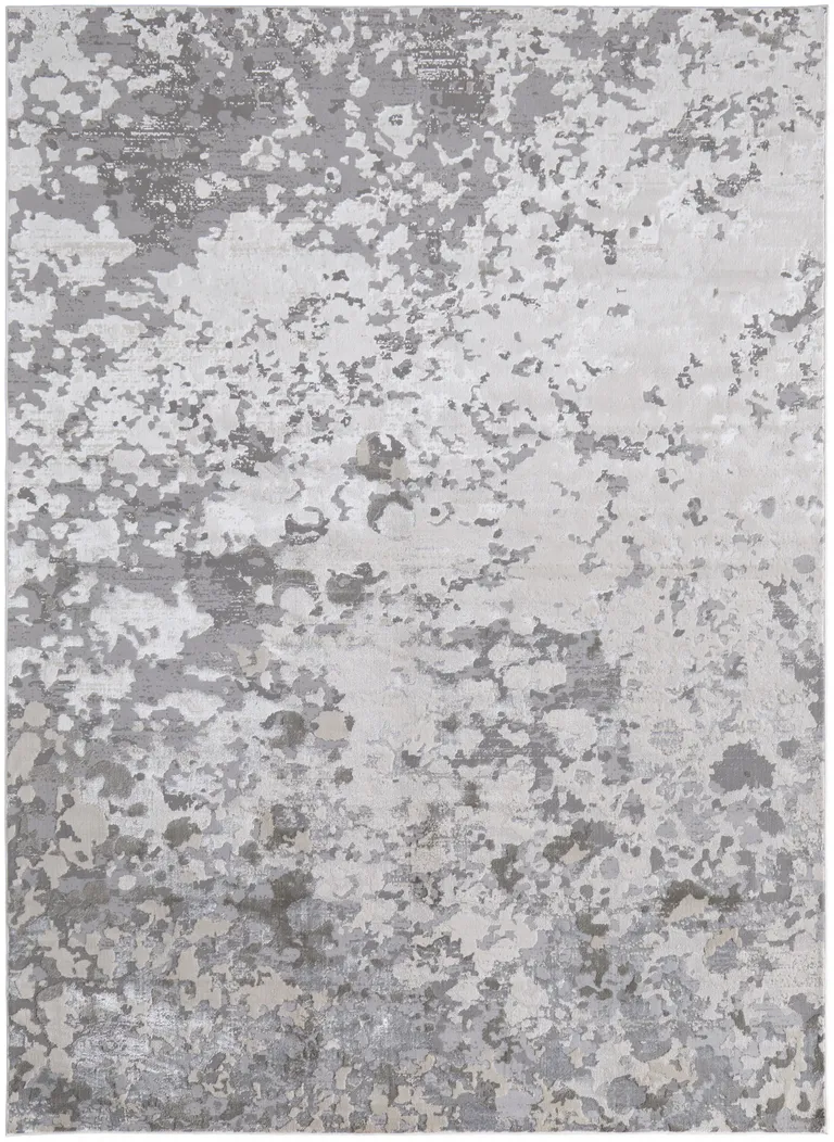 Silver Gray And White Abstract Stain Resistant Area Rug Photo 1