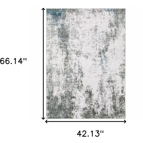 Silver and Gray Abstract Non Skid Area Rug Photo 3