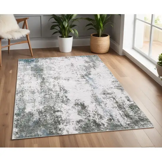 Silver and Gray Abstract Non Skid Area Rug Photo 1