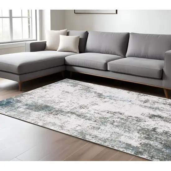 Silver and Gray Abstract Non Skid Area Rug Photo 1