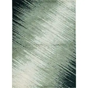 Photo of Silver Grey Machine Woven Abstract Brushstroke Indoor Area Rug