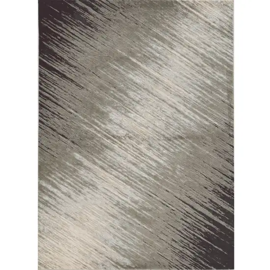 3'X5' Silver Grey Machine Woven Abstract Brushstroke Indoor Area Rug Photo 2