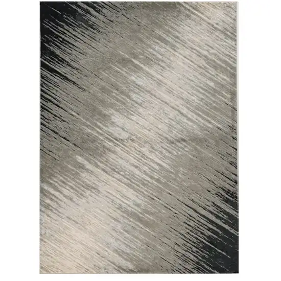 Silver Grey Machine Woven Abstract Brushstroke Indoor Area Rug Photo 2