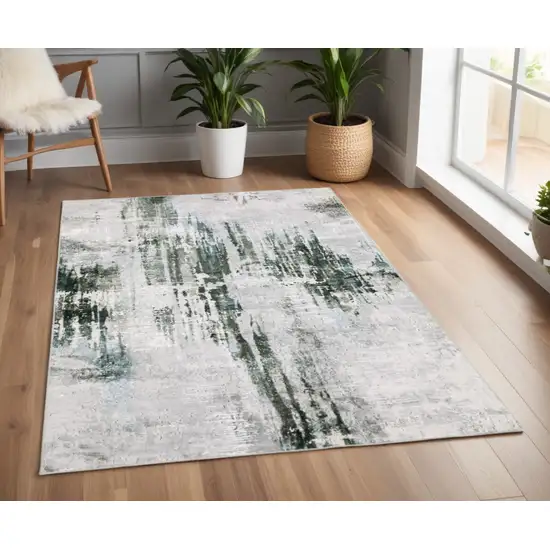 Silver and Gray Abstract Non Skid Area Rug Photo 1